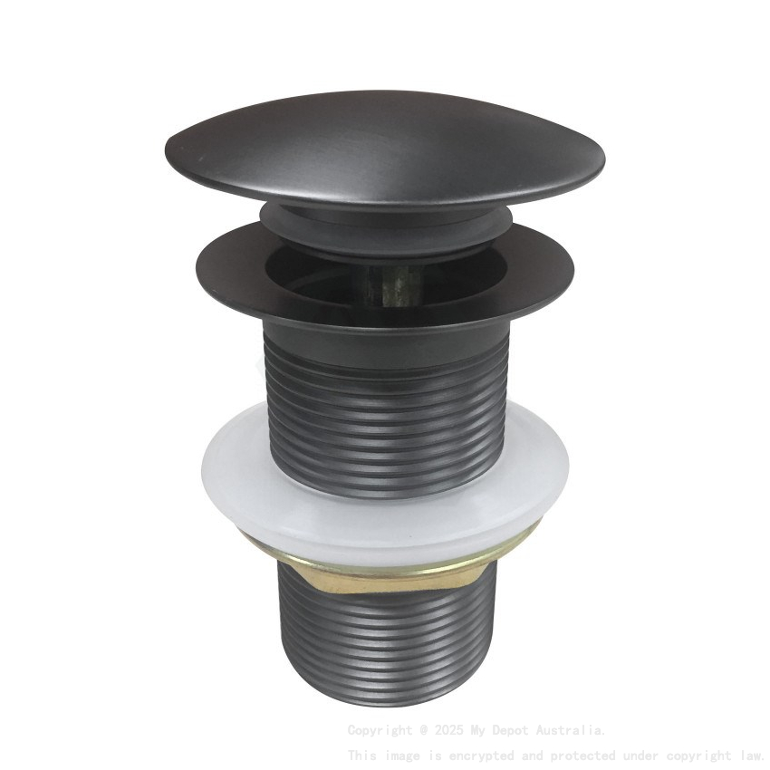 32/40mm Gun Metal Grey Mushroom Solid Brass Basin Pop Up Waste NO Overflow