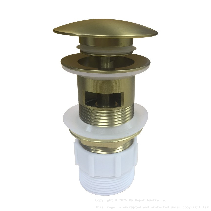 32/40mm Brushed Yellow Gold Mushroom Solid Brass Basin Pop Up Waste with Overflow