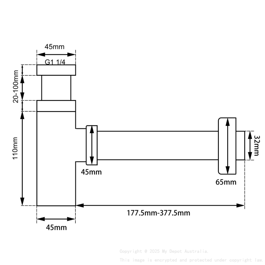 Gun Metal Grey Bottle Trap 32mm