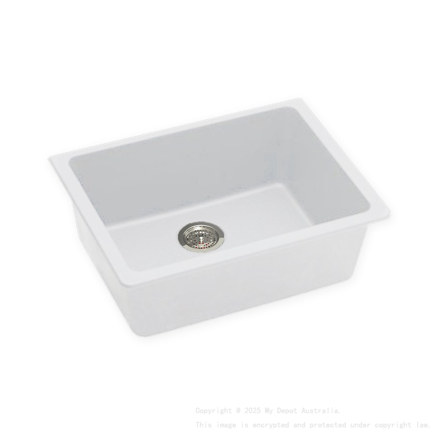 White Granite Quartz Stone Top/Undermount Kitchen Sink Single Bowl 635*470*241mm