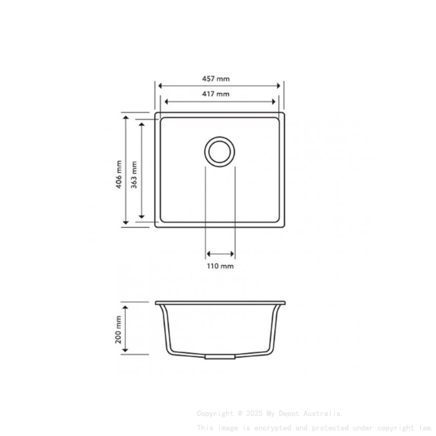 Carysil Magic Salsa Concrete Grey Single Bowl Granite Kitchen Sink 457*406mm