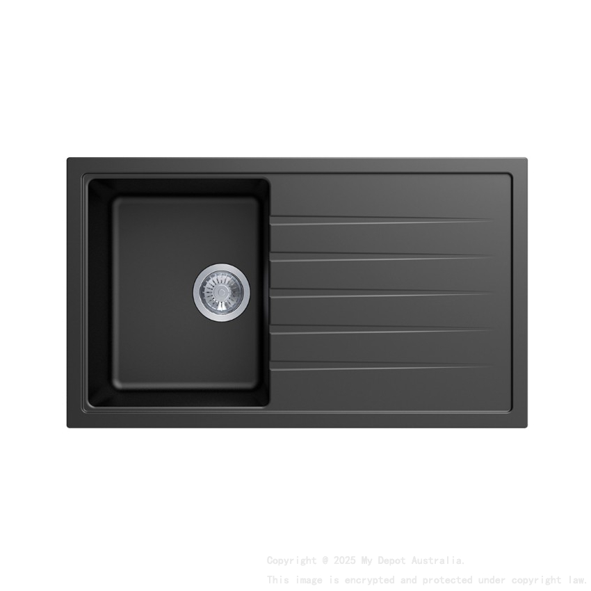 Carysil Vivaldi Black Single Bowl with Drainer Granite Kitchen Sink 860*500mm