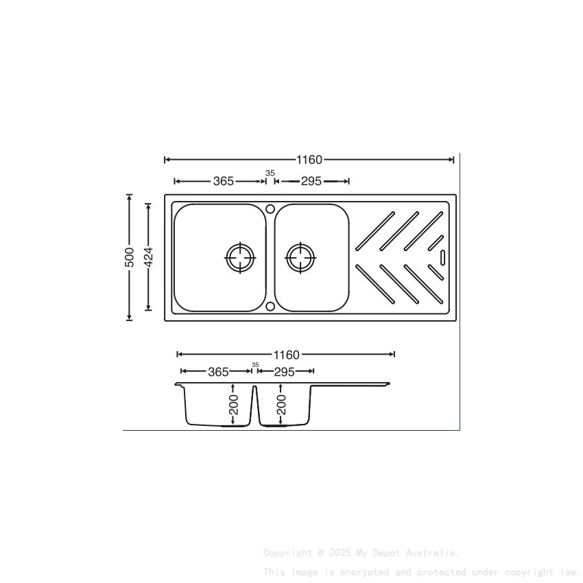 New Beethoven D200 Snova White 1 and 3/4 Bowl Granite Kitchen Sink 1060*500mm