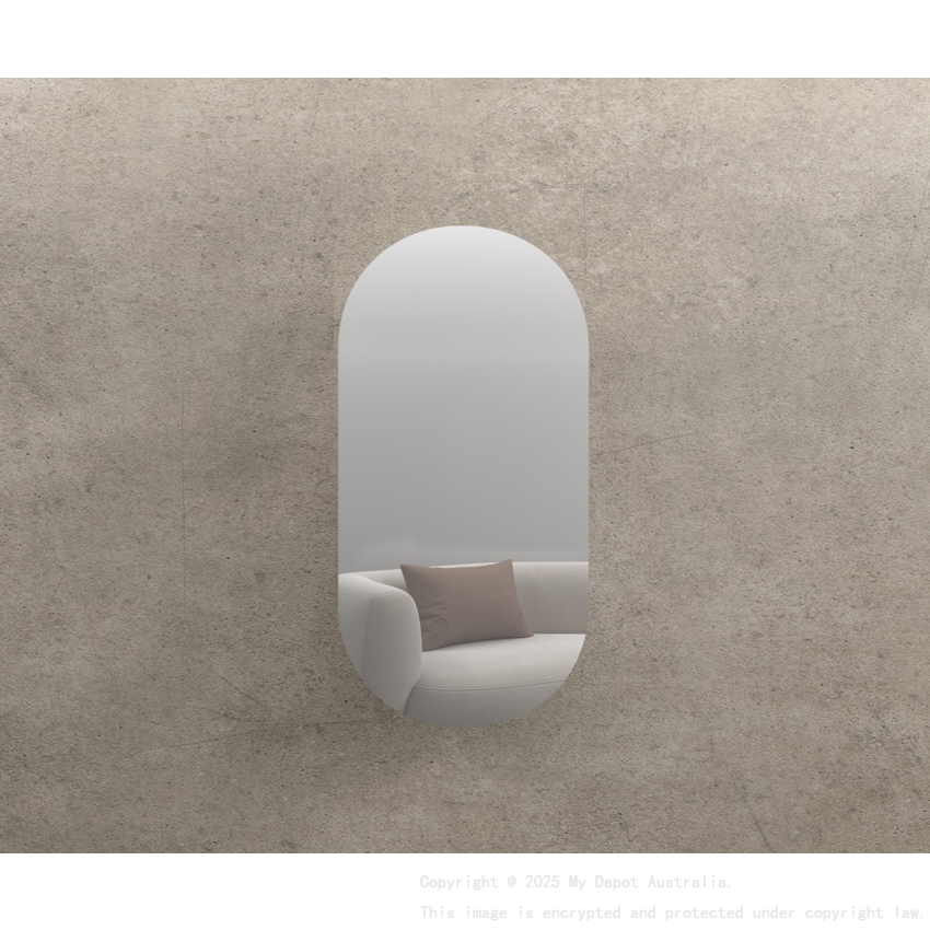 450x900mm Oval Matte White Mirror Cabinet MDF 1/DR Shaving Cabinet