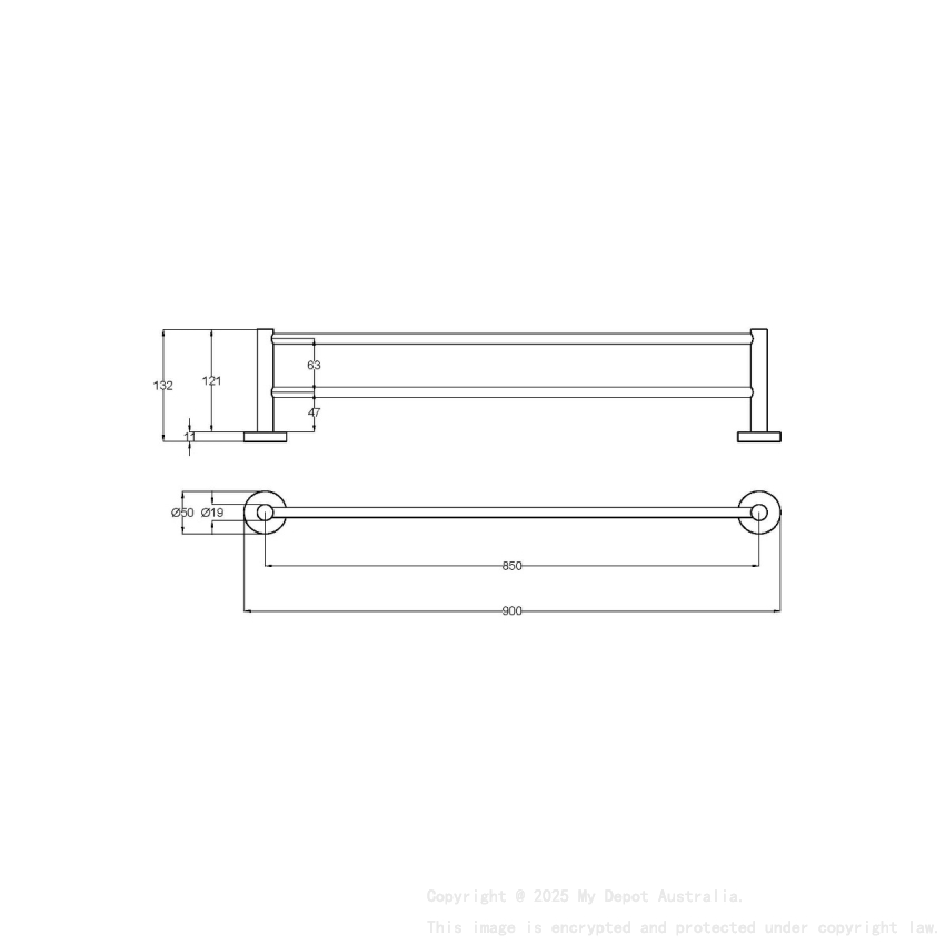 900mm Otus Slimline Double Towel Rail Gun Metal