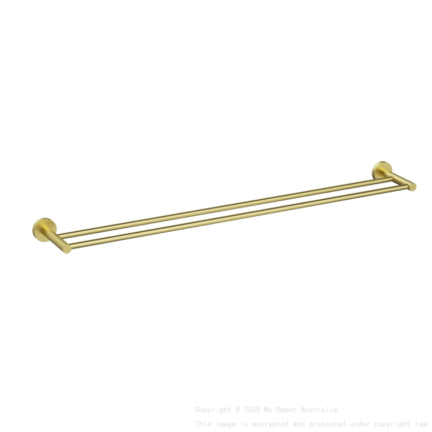 900mm Otus Slimline Double Towel Rail Brushed Gold