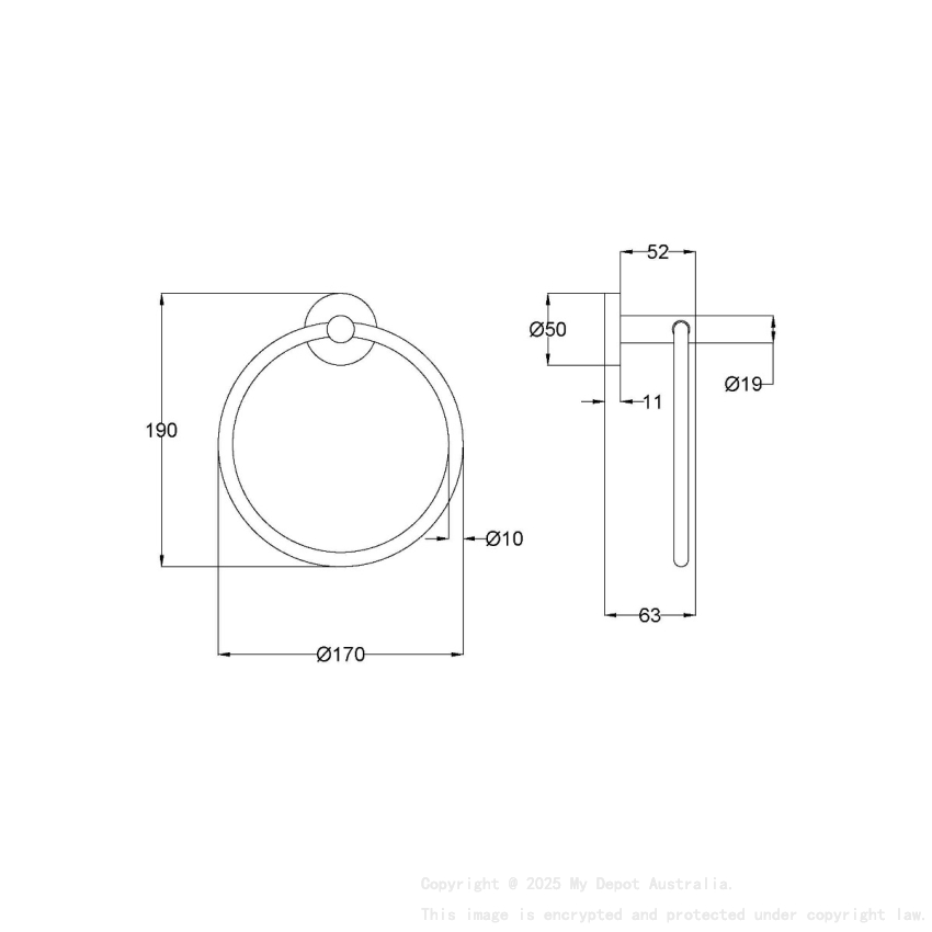 Otus Slimline Towel Ring Brushed Stainless Steel