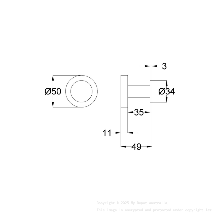 Otus Slimline Robe Hook Matt Black