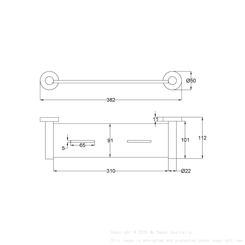 Otus Slimline Metal Shelf Brushed Copper