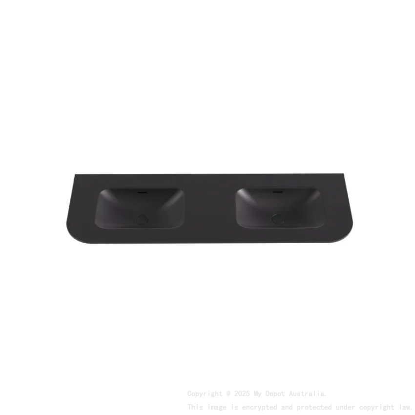 1805X505X140 Matte Black Aruro Solid Surface Stone Basin Double Bowl