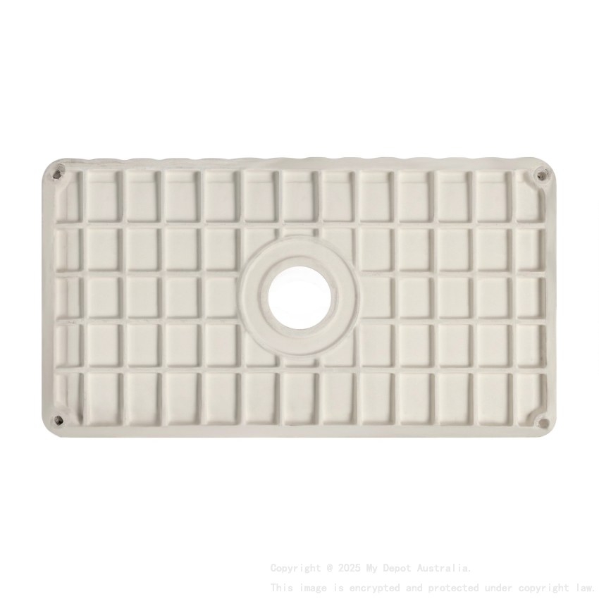 835mm Rectangle Gloss White Fireclay Farmhouse/Apron Single Sink with Bottom Grid & Basket Waste