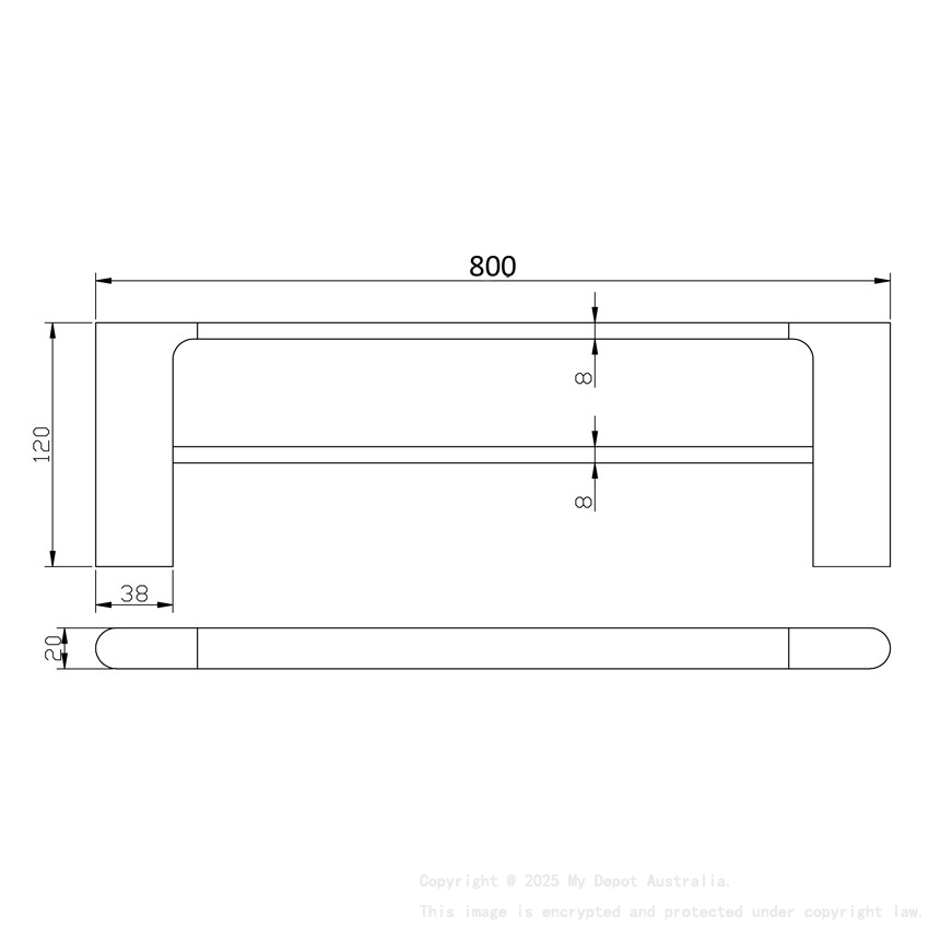 Cora  Double Towel Rail 800mm Gun Metal 