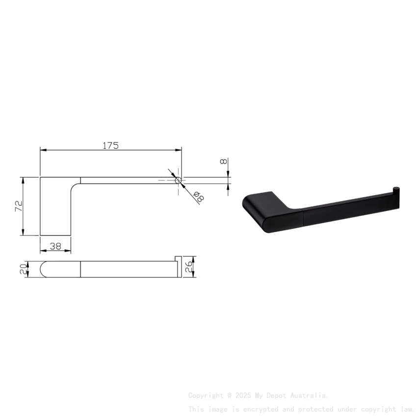 Cora Toilet Roll Holder Matt Black