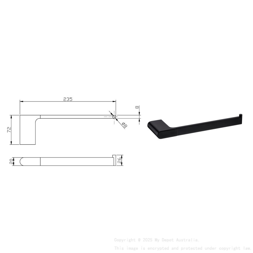 Cora Towel Bar Matt Black
