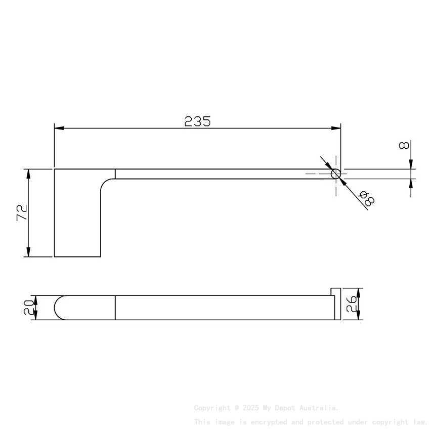 Cora Round Cornered Rectangle Towel Bar Brushed Nickel