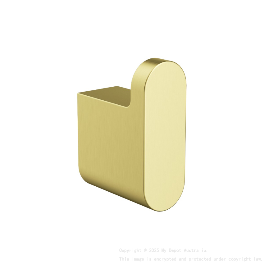 Cora Round Cornered Rectangle Robe Hook Brushed Gold