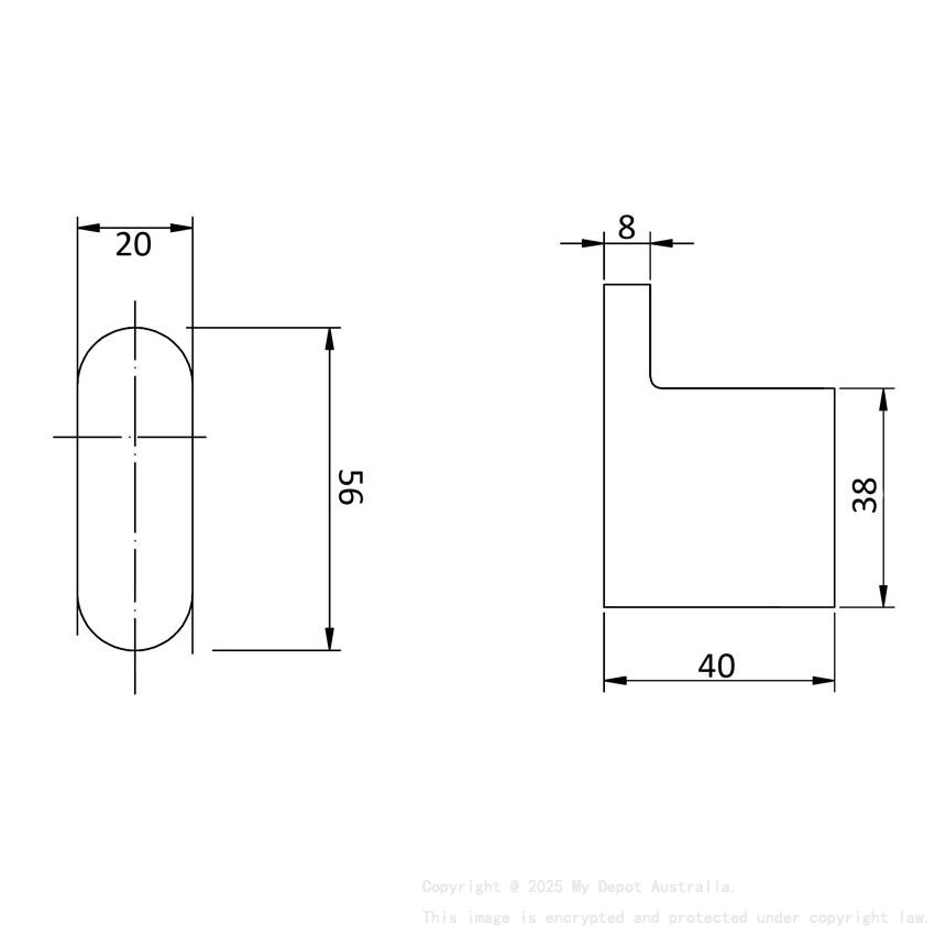 Cora Round Cornered Rectangle Robe Hook Gun Metal