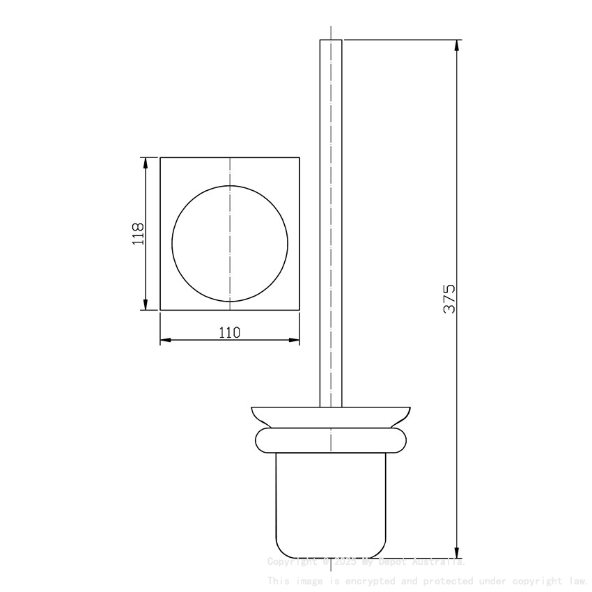 Cora Round Cornered Rectangle Toilet Brush Holder Brushed Nickel