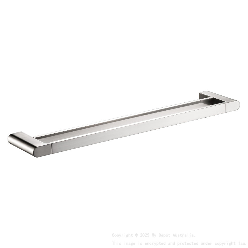 600mm Flores Double Towel Rail Brushed Nickel Brass