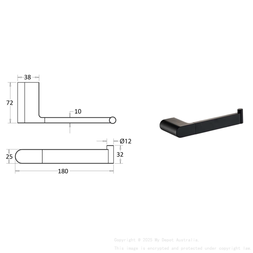 Flores Toilet Roll Holder Matt Black