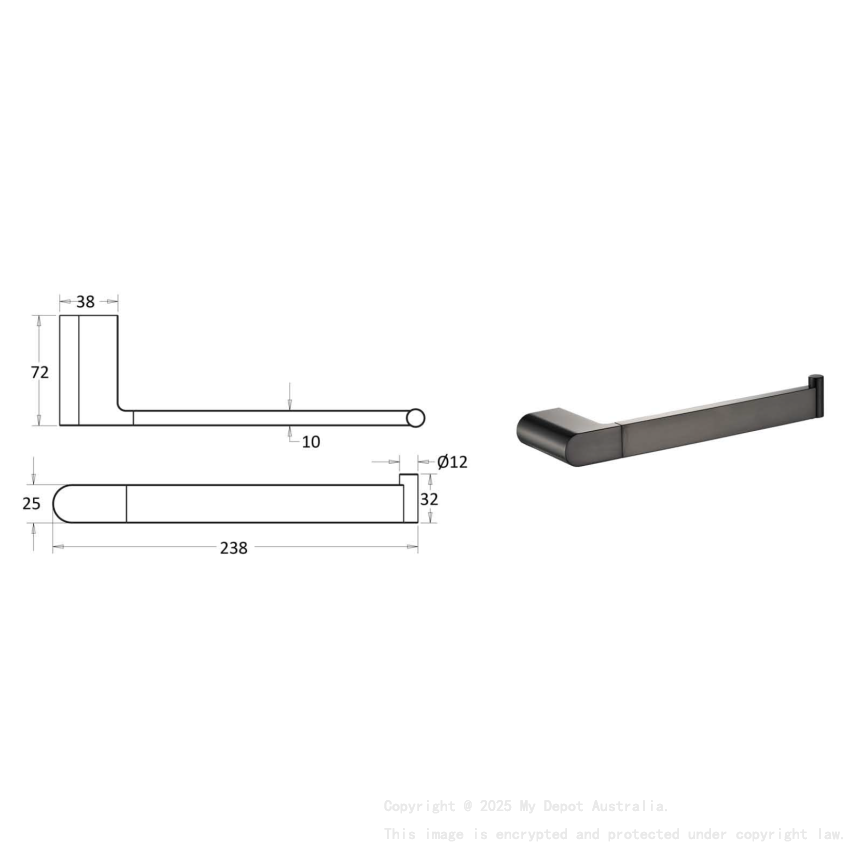 Flores Towel Bar Gunmetal