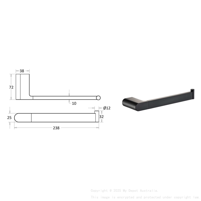 Flores Towel Bar Matt Black