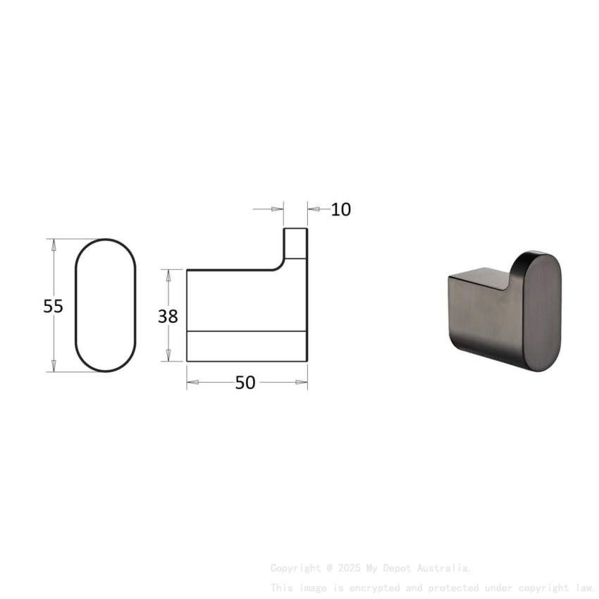 Flores Robe Hook Gunmetal