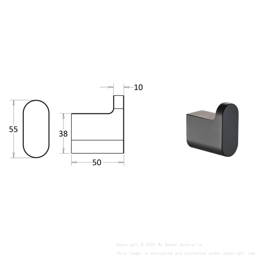 Flores Robe Hook Matt Black