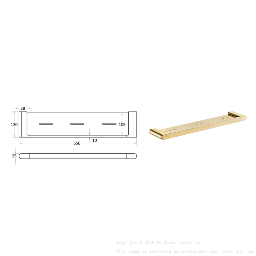 Flores Cosmetic Shelf Brushed Gold