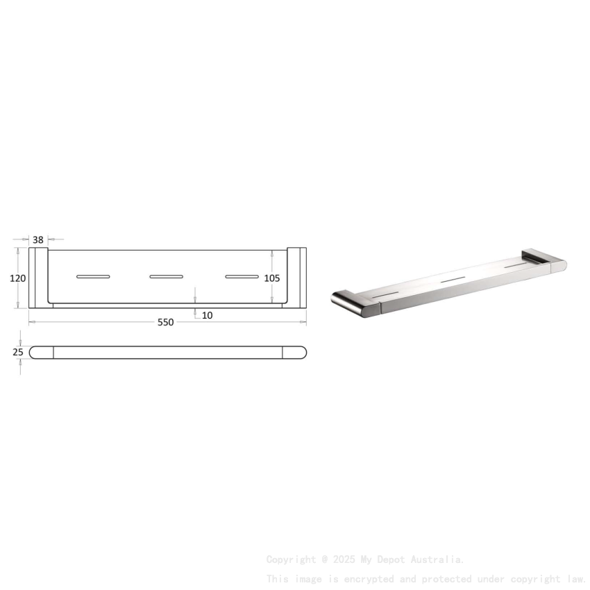 Flores Cosmetic Shelf Brushed Nickel