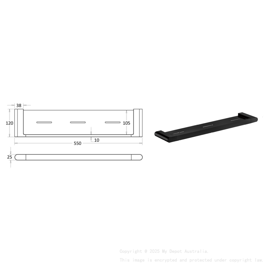 Flores Cosmetic Shelf Matt Black