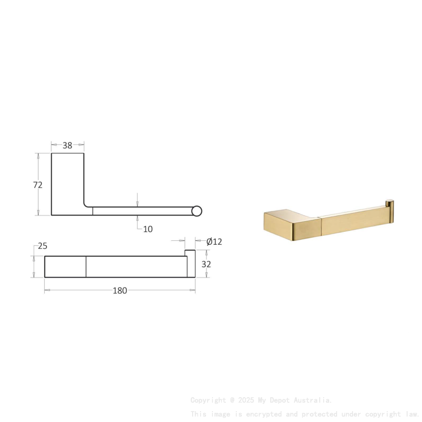 Ceram Toilet Roll Holder Brushed Gold