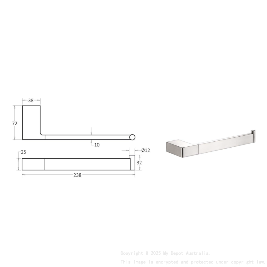 Ceram Towel Bar Brushed Nickel