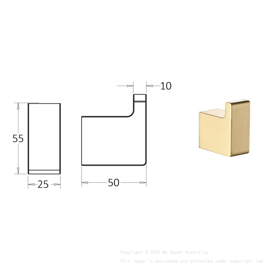 Ceram Robe Hook Brushed Gold