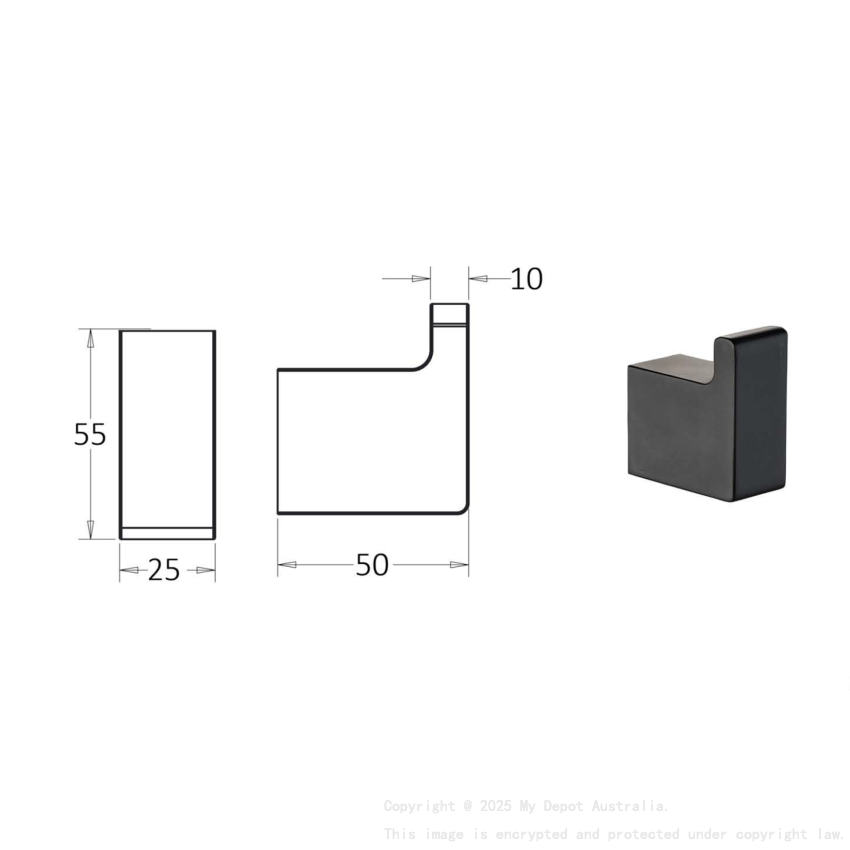 Ceram Robe Hook Matt Black