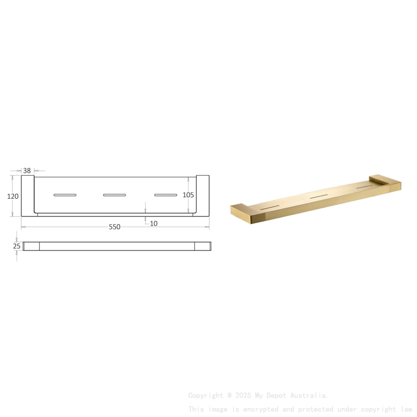 Ceram Cosmetic Shelf Brushed Gold