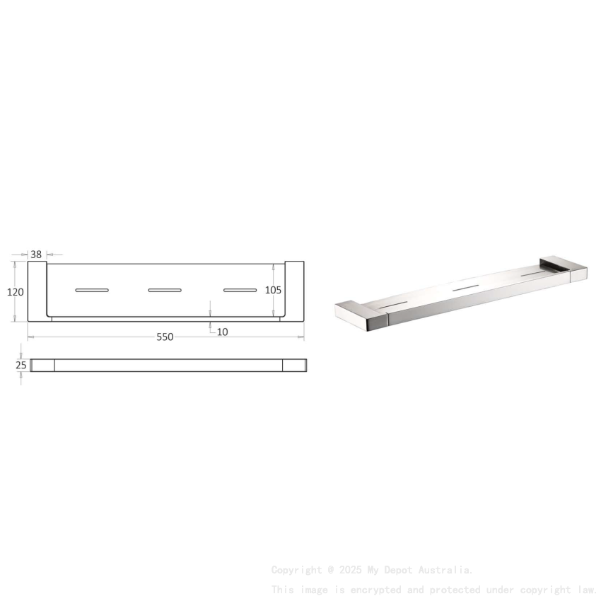 Ceram Cosmetic Shelf Brushed Nickel