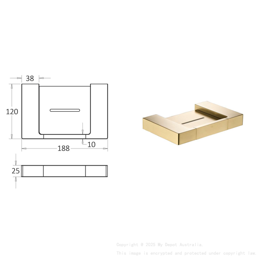Ceram Soap Holder Brushed Gold
