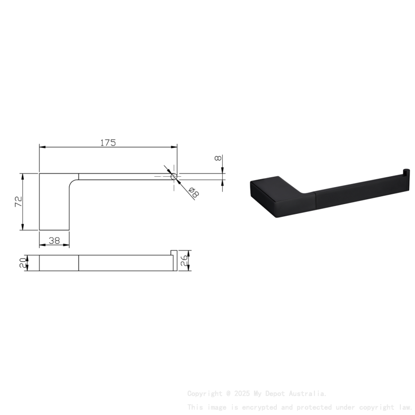 Eden Toilet Roll Holder Matt Black