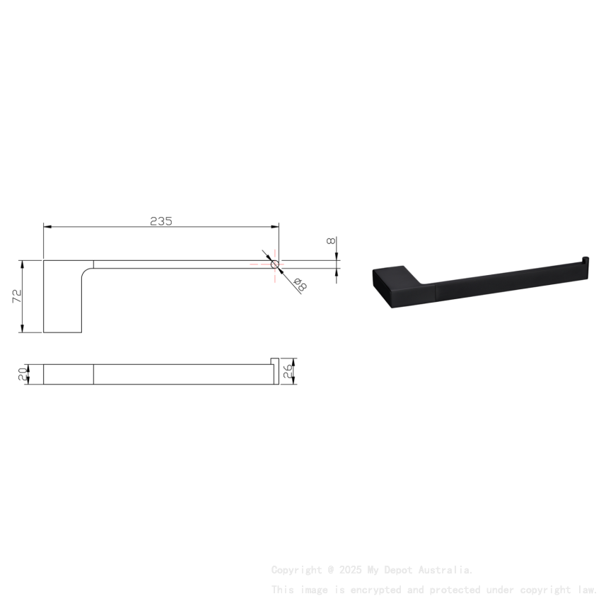 Eden Towel Bar Matt Black