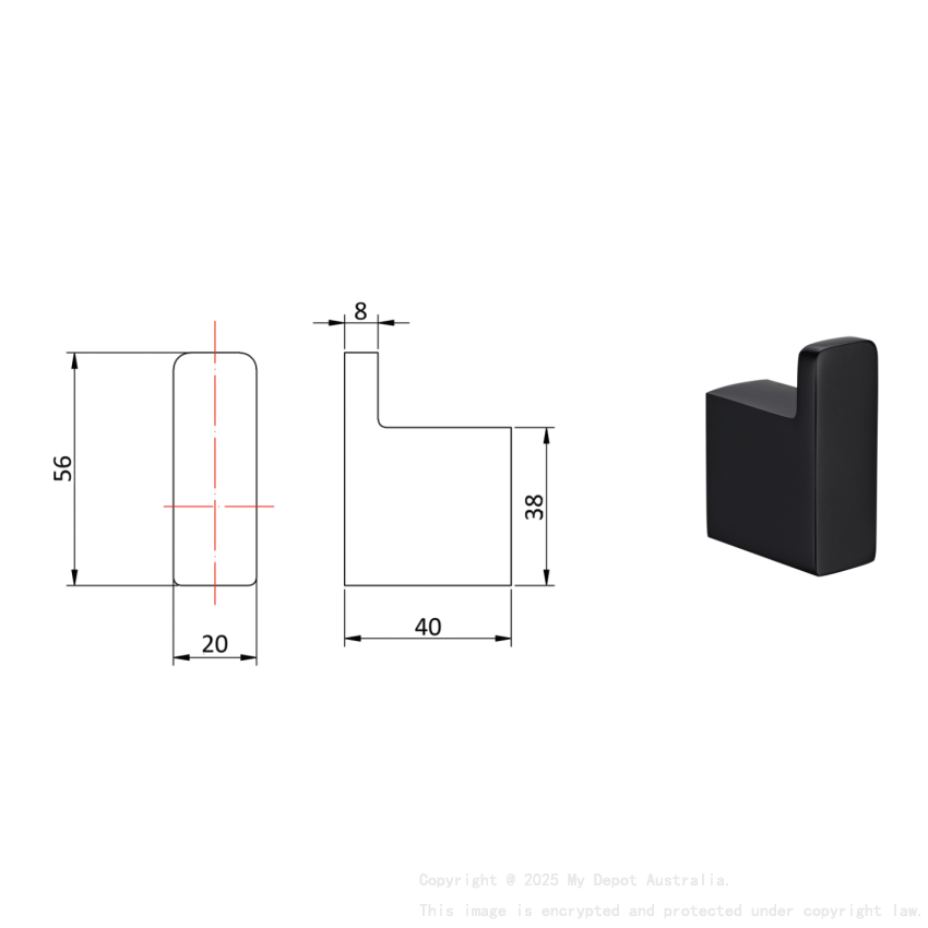 Eden Robe Hook Matt Black