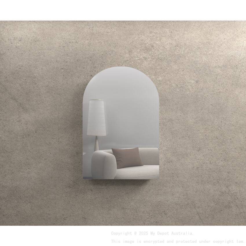 600x900mm Arched Matte Black MDF 1/DR Shaving Cabinet