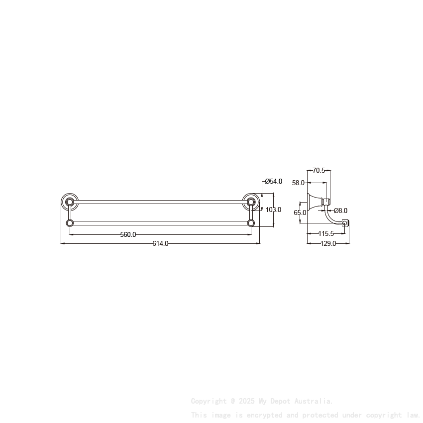 Clasico Double Towel Rail 600mm Chrome