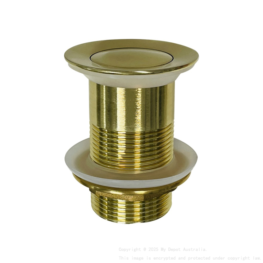 Brushed Gold Solid Brass 32mm Bathroom Basin Sink Pop Up Waste Non Overflow