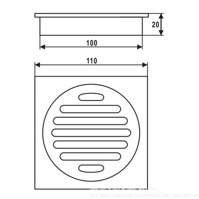 110*110mm Square Chrome Brass Floor Waste(100mm Outlet)
