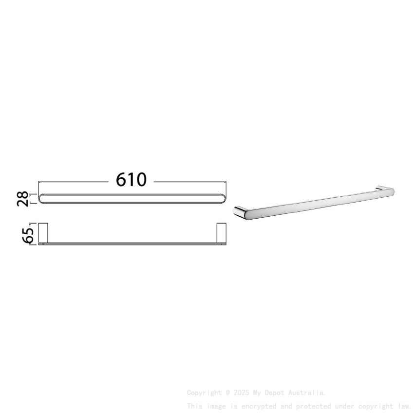 Dove Single Towel Rail Chrome