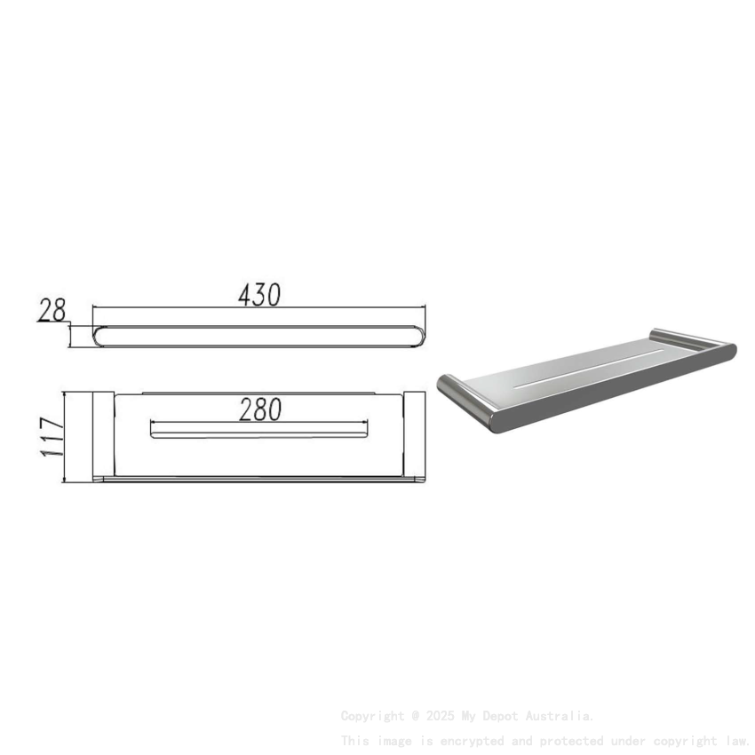 Dove Glass Shelf Chrome