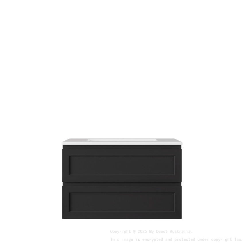 740*360*560mm Matte Black Archill Federation Wall Hung Ensuite PVC Cabinet Left Hand Drawer