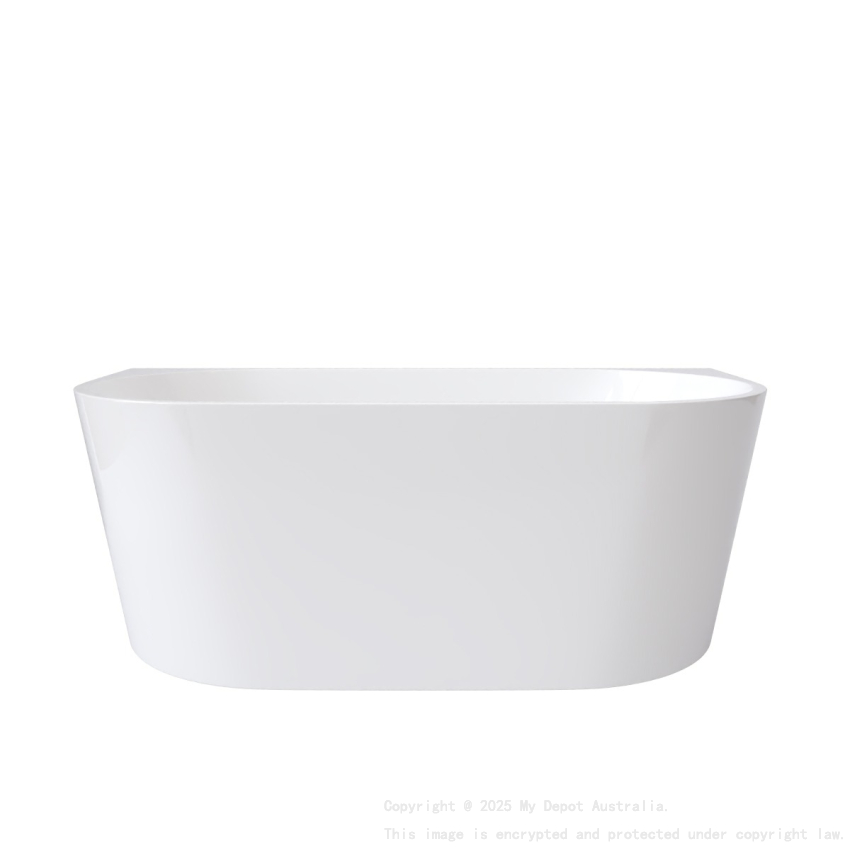 1700MM Back To Wall Bathtub Gloss White Acrylic Rounded Edge