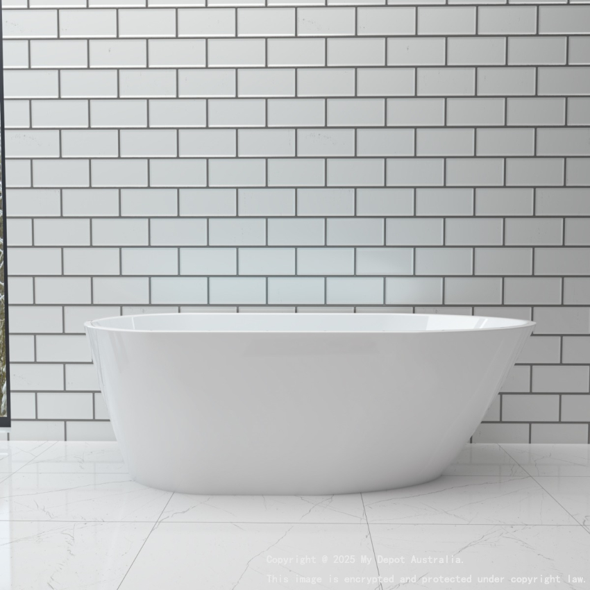 1700MM Free Standing Bathtub Boat Shape Gloss White Acrylic